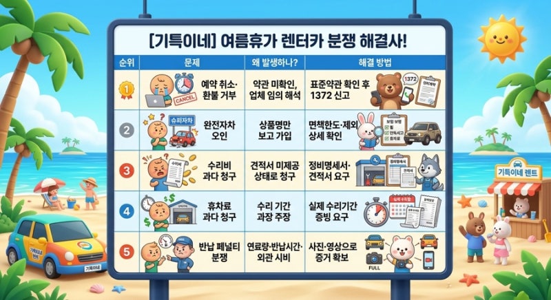 여름 휴가철 렌터카 분쟁 예방법: 환불 거부·수리비 과다 청구 완벽 대처하기