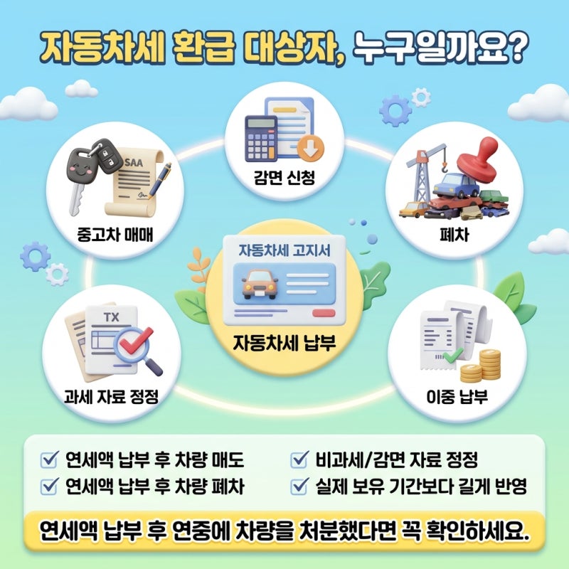 자동차세 환급 조회 방법｜차량 매도·폐차 후 꼭 확인하세요