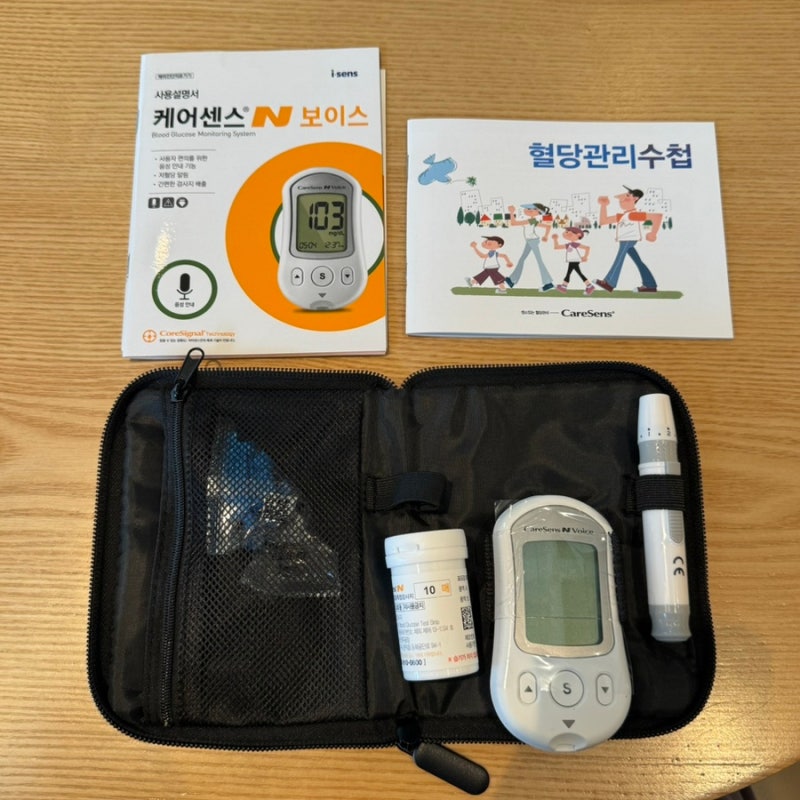 [당뇨/ 임당] 케어센스N보이스 혈당측정방법(소리끔 기능 사용방법)