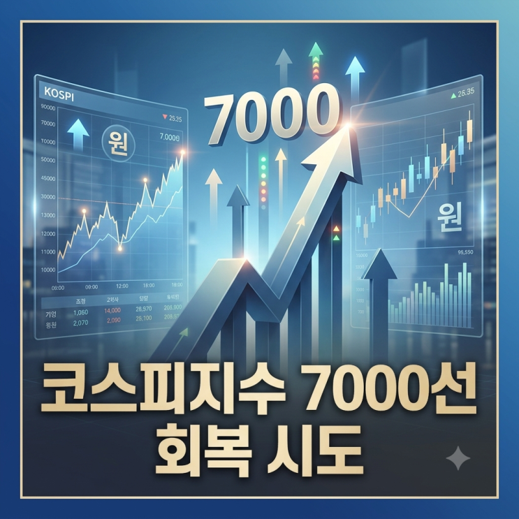 <b>코스피</b>지수 <b>7000선 회복</b> 시도 반도체주 강세 영향