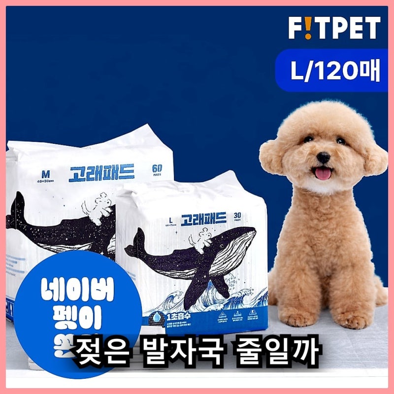 핏펫 고래 고흡수 대형 강아지 배변패드, 발자국까지 잡을까