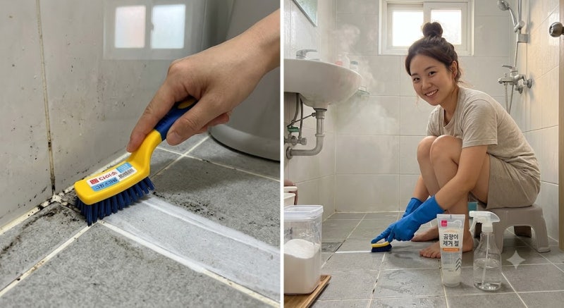 다이소 가성비 꿀템으로 끝내는 화장실 타일 줄눈 곰팡이 제거