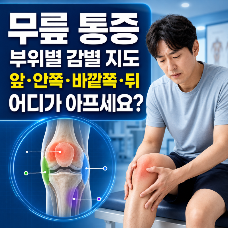 무릎 통증 부위별 감별 지도 | 앞·안쪽·바깥쪽·뒤 어디가 아프세요?