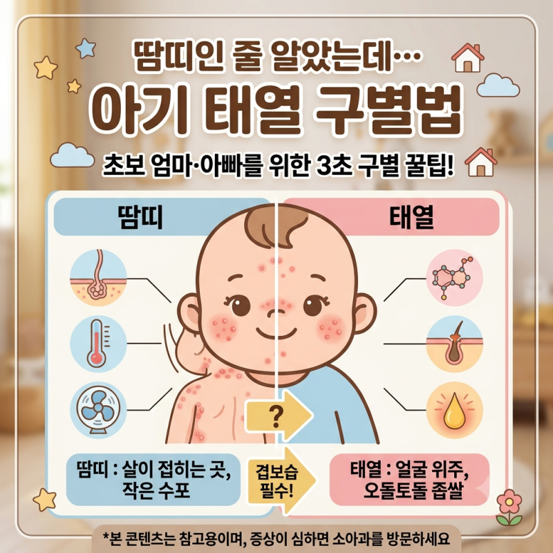 수딩젤 바르고 더 빨개졌다면? 아기 땀띠 태열 3초 만에 구별하는 방법