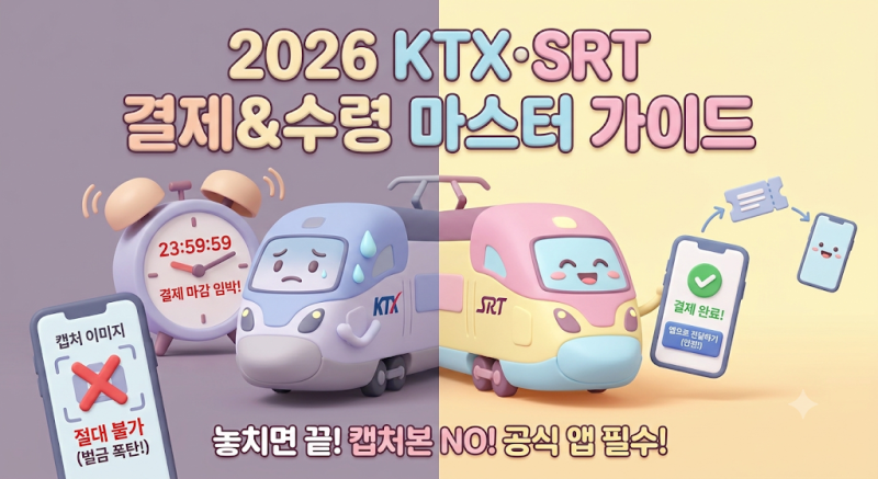 2026년 KTX SRT 예매 후 결제 기한 및 승차권 수령 시 주의사항, 모르면 부가운임 폭탄 맞습니다!