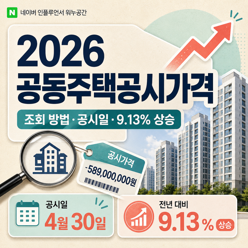 2026 공동주택공시가격 조회 방법, 공시일 4월 30일과 9.13% 상승 의미