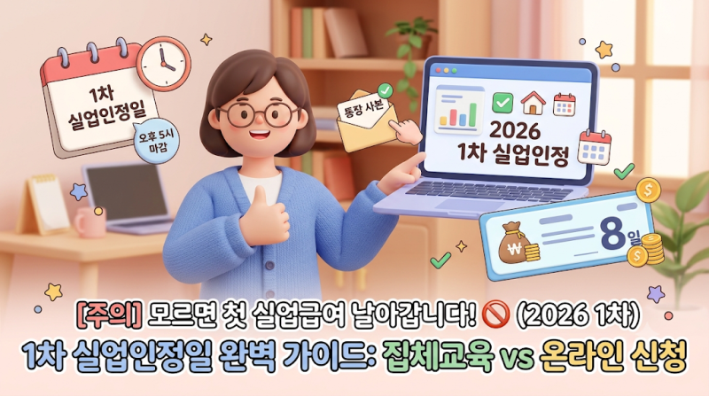 2026년 1차 실업인정일 집체교육 온라인 신청 차이점 및 제출 서류, 모르면 첫 실업급여 날아....