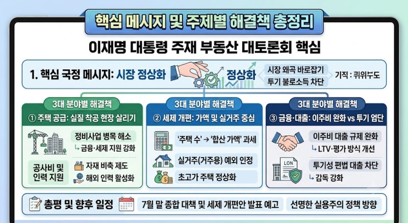 이재명 대통령 부동산 대토론회 총정리: 핵심 주제부터 분야별 구체적 해결책까지