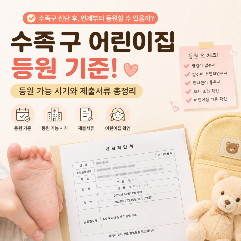 수족구 어린이집 등원 기준! 등원 가능 시기와 제출서류