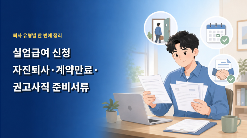 실업급여 신청, 자진퇴사·계약만료·권고사직 준비서류 정리