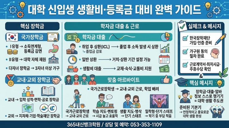 ✍️ "대학 신입생을 위한 등록금·생활비 대비 완벽 가이드" — 국가장학금, 학자금 대출, 교....