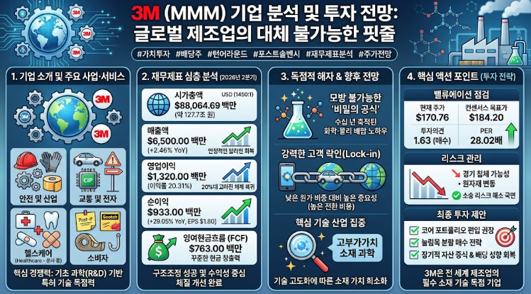 [미국주식 분석] 3M (MMM) 주가 전망 및 재무제표 분석: 제조업의 거인이 그리는 턴어라운드와 ....