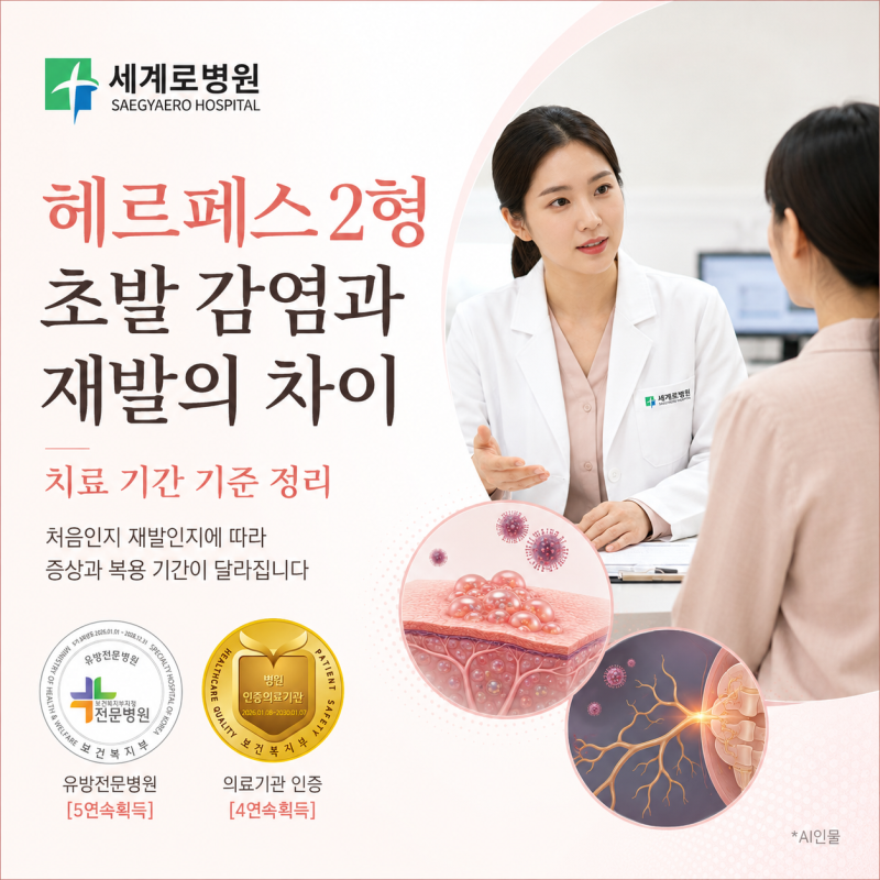 헤르페스 2형 초발 감염과 재발의 차이, 치료 기간 기준 정리