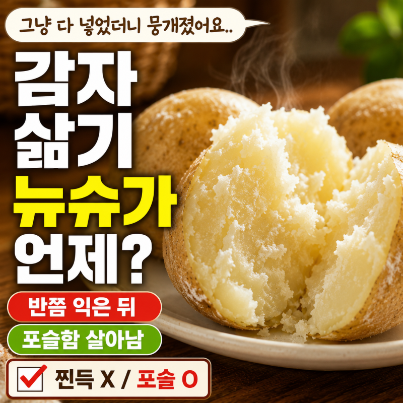 감자 삶는 법 포슬포슬하게 뉴슈가 넣는 때가 전부였어요