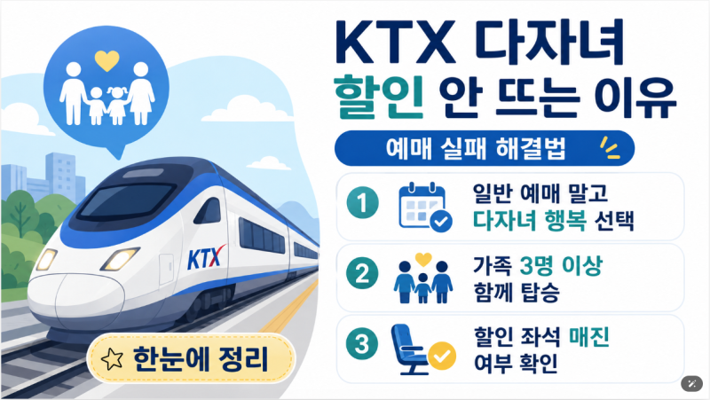 KTX 다자녀 할인 안 뜨는 이유｜다자녀 행복 예매 실패 해결법