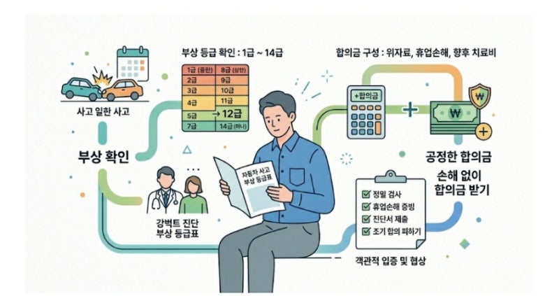 자동차 사고 부상 등급표 확인하고 합의금 손해 없이 받는 방법