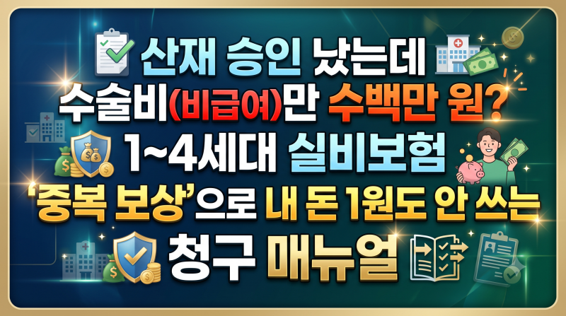 산재 승인 났는데 수술비(비급여)만 수백만 원? 1~4세대 실비보험 '중복 보상'으로 내 돈 1원도....