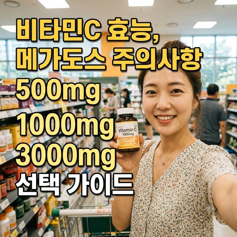 비타민C 효능, 생체 작용 메커니즘, 500mg 1000mg 3000mg 선택 가이드, 메가도스 주의사항