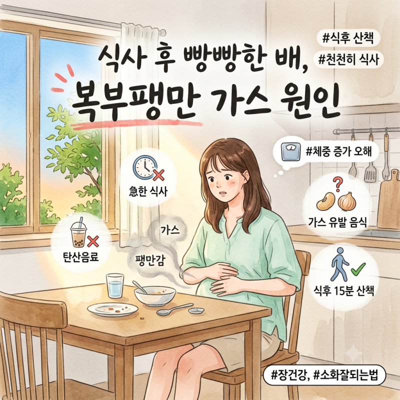 복부팽만 가스 원인 5가지와 식사 후 배가 빵빵할 때 해결법