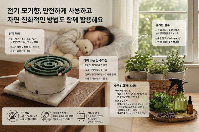 전기모기향 건강에 괜찮을까? 아이있는집 모기훈증기 주의와 천연 모기기피제 만들기