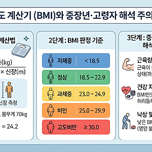 비만도계산기 BMI 계산법, 중장년·고령자 해석 주의사항