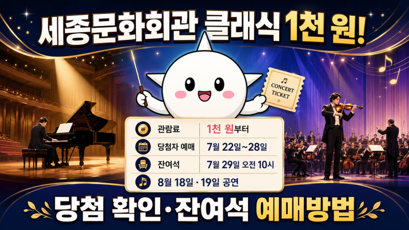 세종문화회관 누구나 클래식 1천 원, 당첨 확인·예매 방법