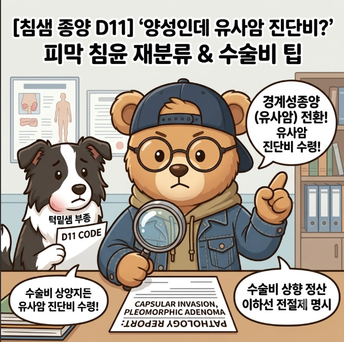 [침샘 종양 D11] "양성인데 유사암 진단비?" 피막 침윤 재분류 & 수술비 팁