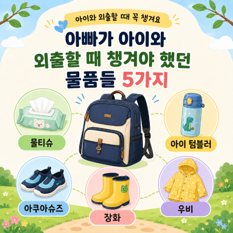 아빠가 아이와 외출할때 챙겨야했던 물품들