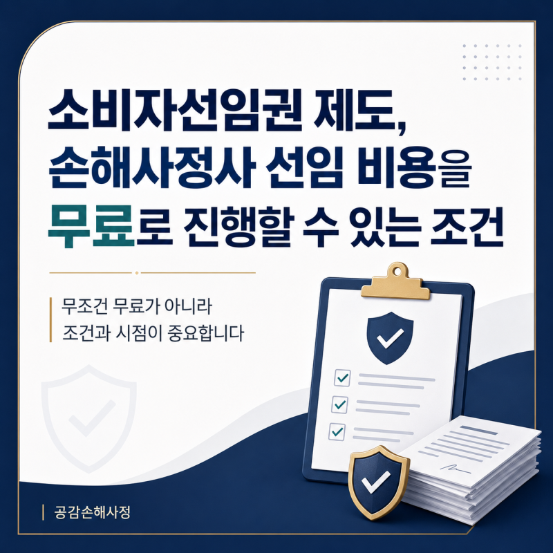 소비자선임권 제도, 손해사정사 선임 비용을 무료로 진행할 수 있는 조건