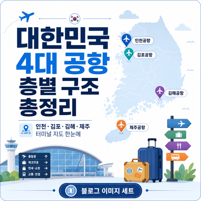 대한민국 4대 공항 층별 구조 총정리｜인천·김포·김해·제주 터미널 지도