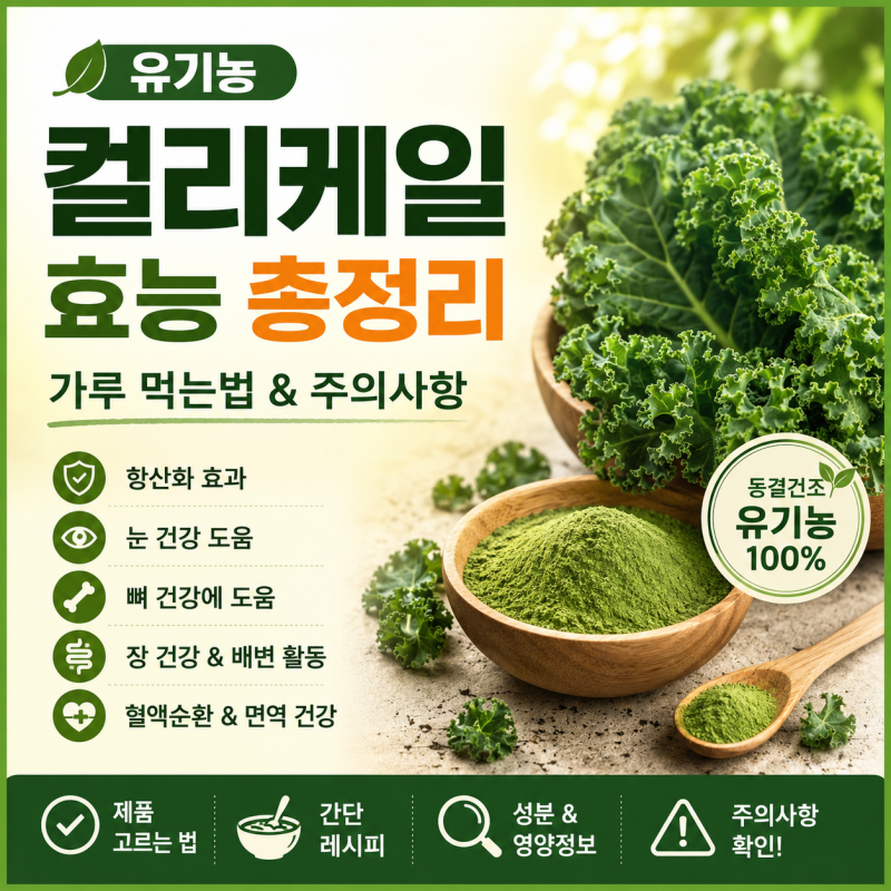 유기농 컬리케일 효능 가루 먹는법 및 주의사항