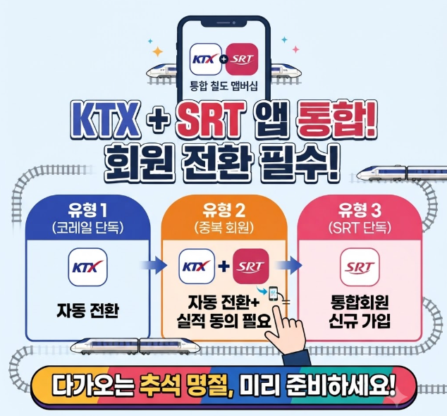 [내궁내찾] 코레일 SRT 통합앱 출시에 따른 회원 대상자별 전환 방법 완벽 정리 (+철도공사, SRT....