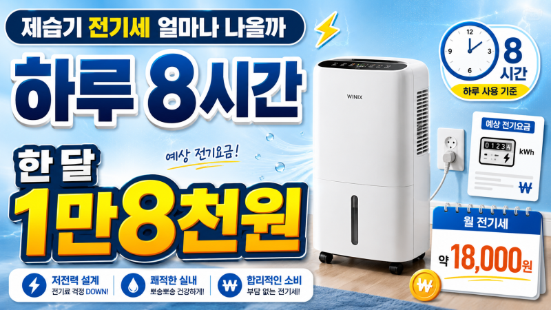 제습기 전기세 얼마나 나올까｜하루 8시간 쓰면 한 달 1만8천원