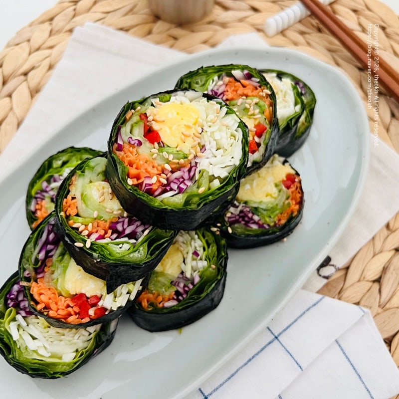 라이스페이퍼 김밥 레시피, 밥 없는 키토김밥 만들기 다이어트 김밥