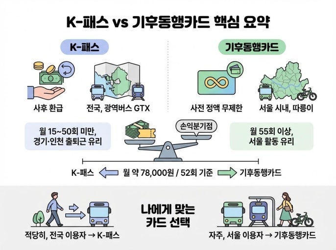 2026 기후동행카드 종료 일정 확정! K-패스 모두의카드 자동환급 전환 완벽 가이드 (서울 vs 경....