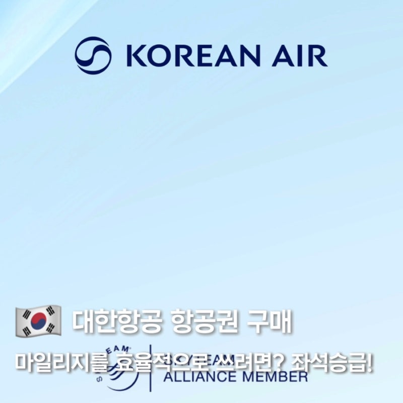 대한항공 마일리지 좌석승급 마일리지 예매, 예약 등급 총정리