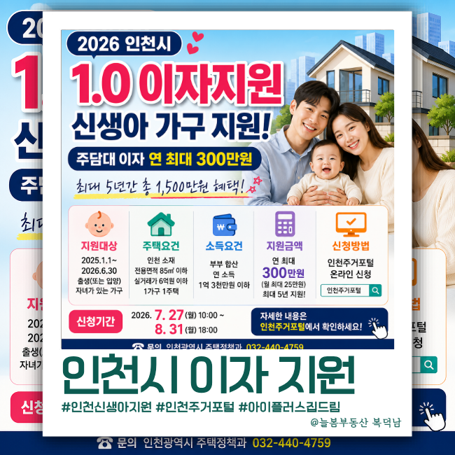 2026 인천 1.0 이자지원 신청 총정리｜신생아 가구 주담대 연 300만원