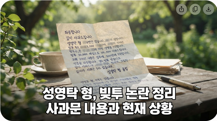KIA 성영탁 친형 빚투 논란 사과문 내용과 현재 상황 총정리