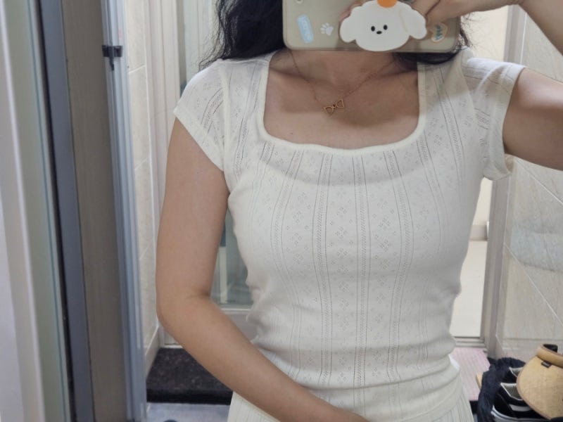 MUSINSA | 무신사스탠다드우먼 우먼즈 포인텔 스퀘어 넥 캡 슬리브 티셔츠 크림 XS 무탠다드 내....