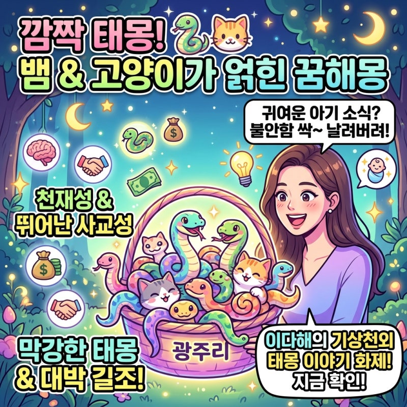 실뱀과 고양이 나오는 태몽 해몽, 귀여운 아기 소식일까? 찝찝한 마음 싹 날려주는 반전 신호