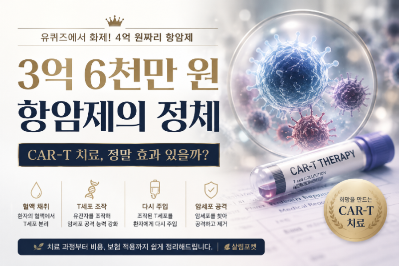 3억 6천만 원 항암제의 정체, CAR-T 세포치료｜대상·효과·비용 총정리