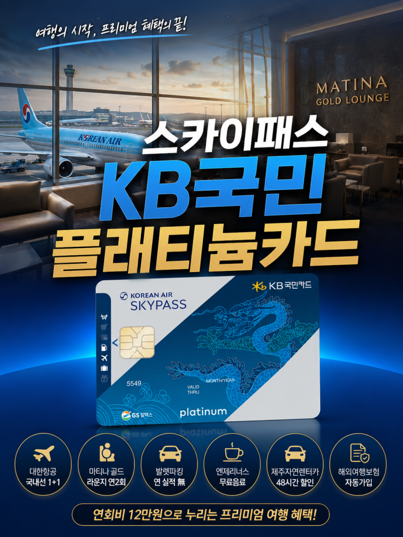 공항 라운지·대한항공 1+1·발렛파킹까지! 스카이패스 KB국민 플래티늄카드 완벽 분석