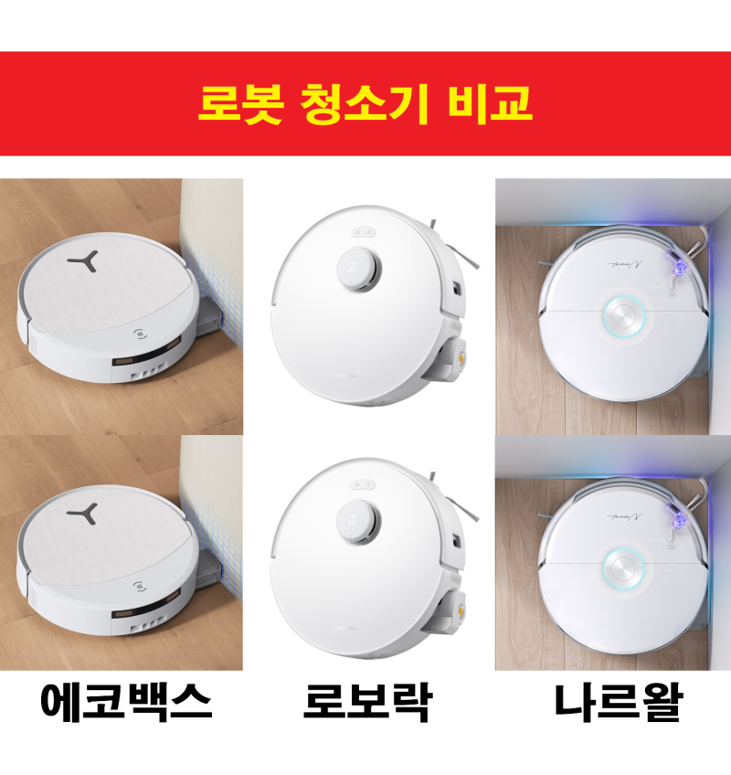 [로봇청소기 비교] "로보락" VS "에코백스" VS "나르왈" 흡입부터 세척방식, 추천 대상까지 한눈....