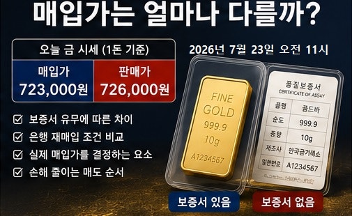 보증서 있는 골드바와 없는 골드바, 매입가는 얼마나 다를까?