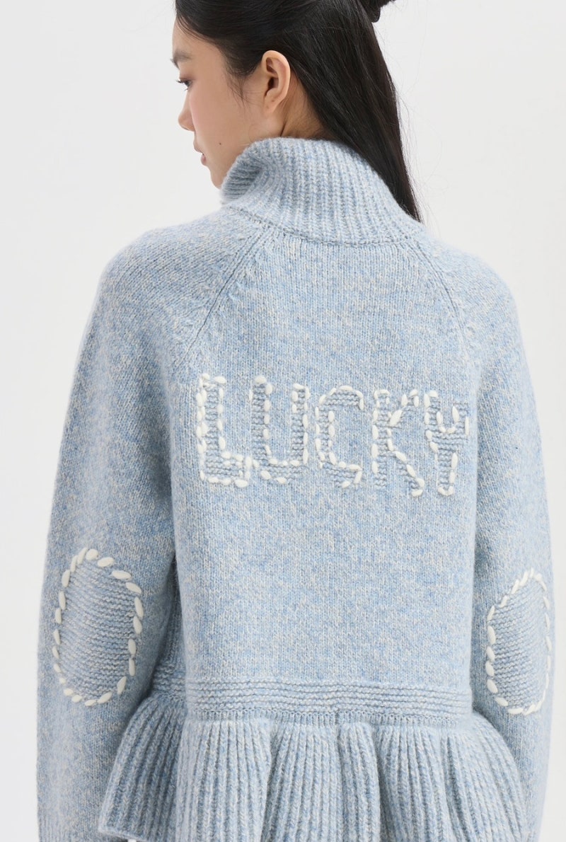 럭키슈에뜨 Embroidery Point Zip-up Knit Cardigan