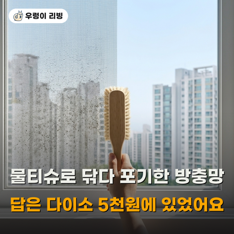 방충망 시커먼 먼지 물티슈로 닦다포기한 분.. 다이소에 5천원짜리 답이 있었음