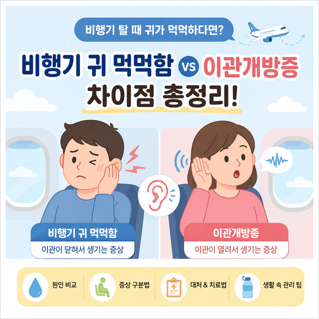 비행기 탈 때 귀 먹먹한 거랑 이관개방증 차이점이 뭔가요? 원인부터 대처법까지 완벽 정리