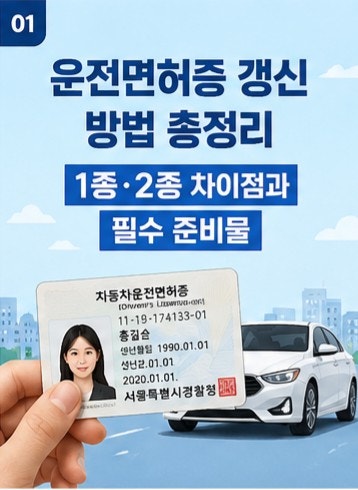 1종 vs 2종 달라요! 나에게 맞는 운전면허증 갱신 방법 확인하기
