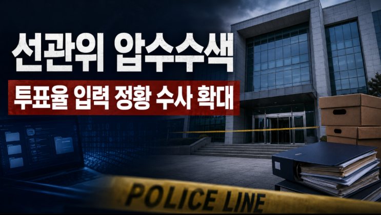 <b>합수본</b>, 중앙선관위 2차 <b>압수수색</b>…‘투표율 허위 입력’ 정황... 