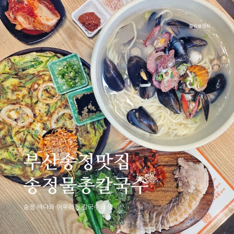 부산송정맛집 추천 애견동반 가능 테라스와 시원한 물총칼국수 파전 맛집
